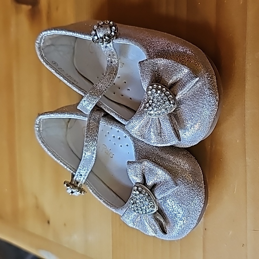 Toddler Girls Mary Jane Front Bow Heart Rhinestone Buckle Ballerina Flat